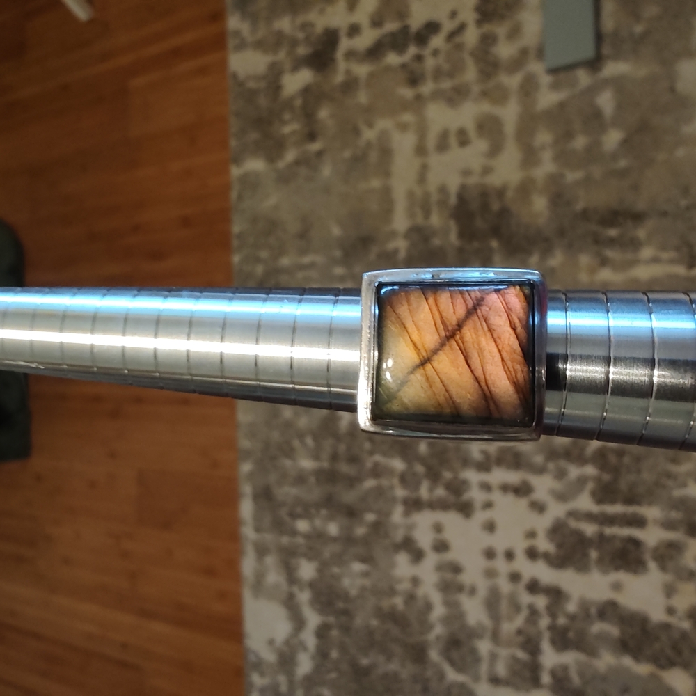 Square Silver Ring With Labradorite Stone - image 3